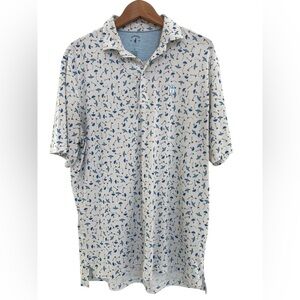 Johnie O Patterned Golf Polo Shirt Blue and Gray